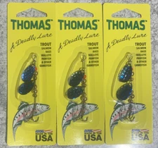 3 Packs Thomas Double Spinn 1/6 Oz Silver Blue