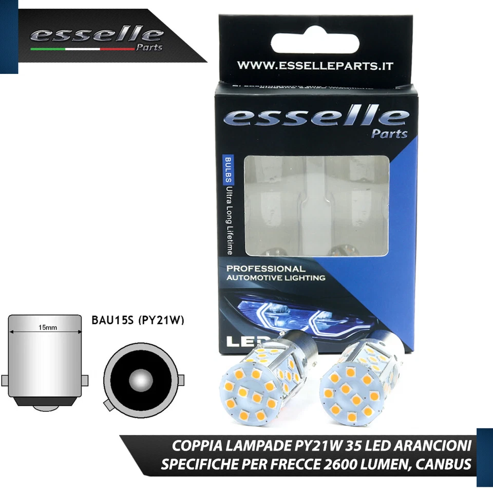 COPPIA LED PY21W FRECCE ANTERIORI PER NISSAN TERRANO 2 CON FRECCIA TRASPARENTE - Immagine 3 di 4