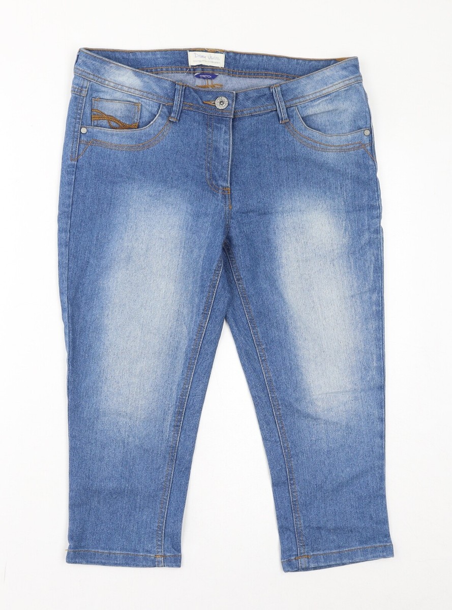 Dnmx Jeans Womens Blue Cotton Blend Cropped Jeans Size W34 L20 in