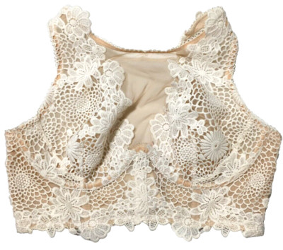 Victorias Secret Dream Angels Coconut White Crochet Lace High Neck Bra Size 36C