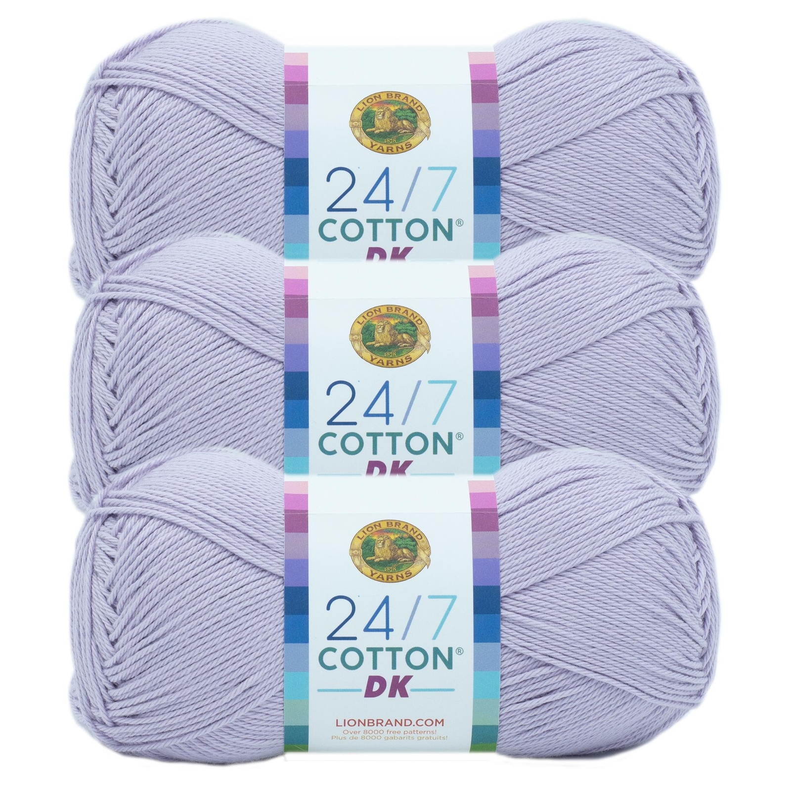 Lion Brand 24/7 Cotton Yarn - Navy Color, Worsted Weight 100% Mercerized Cotton (Pack Of 2)