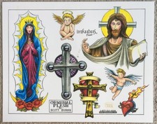 Tattoo Studio Shop Flash Single Jesus Christ Christian Mary Cross 11 X 14" Print