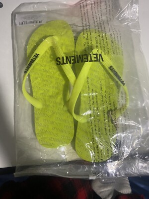 Vetements PVC Green Logo Flip Flops