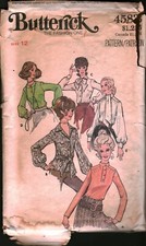 4583 Vintage Butterick Pattern 1980s Misses Button Front Shirt Blouse 12 1970s
