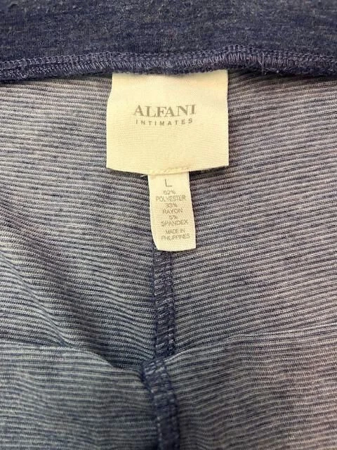 Pantalón Alfani Intimates Mujer L Salón Dormir Parte Inferior Rayón Spandex Azul Rayas Foto 4 de 4