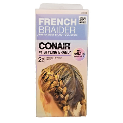 French Braider Hair Style Tool 2 Pieces Conair West Braid #55609 Purple NEW