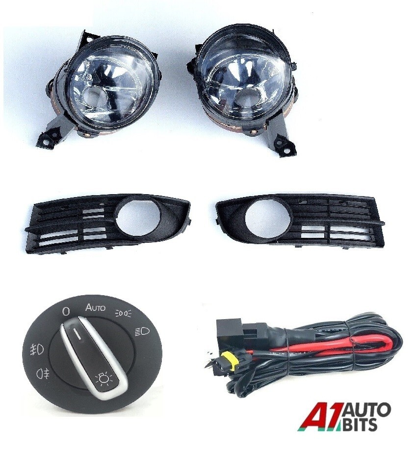 For Vw Touran 03-06 Fog Lights Grille Kit Set / Wiring & Headlight Switch Auto