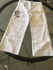 Zara Basic Z1975 White Floral Wode Leg Sz 38