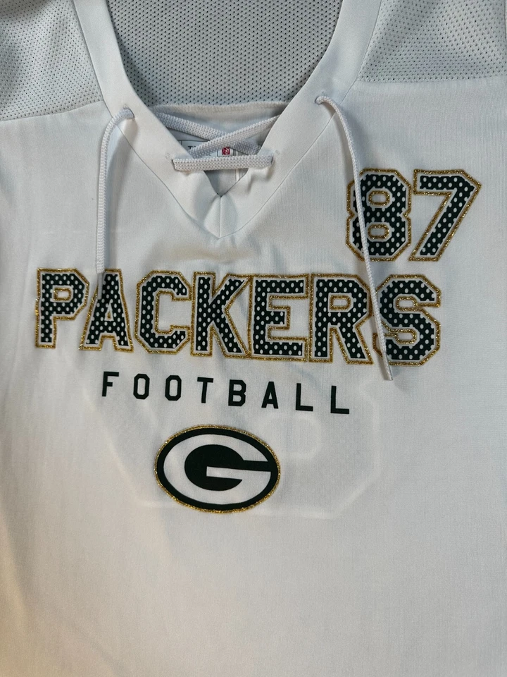 NFL Packers LOGO Mujer Camiseta Top 87 Nelsen BLANCO Túnica S Camiseta Blusa Foto 2 de 4