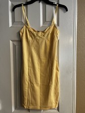 Forever 21 Spandex Yellow Summer Dress Spaghetti Straps Size S