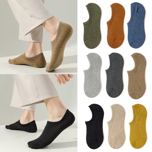 Men Cotton Mesh Ankle Socks Thin Breathable Boat Socks Solid Color Comfortable