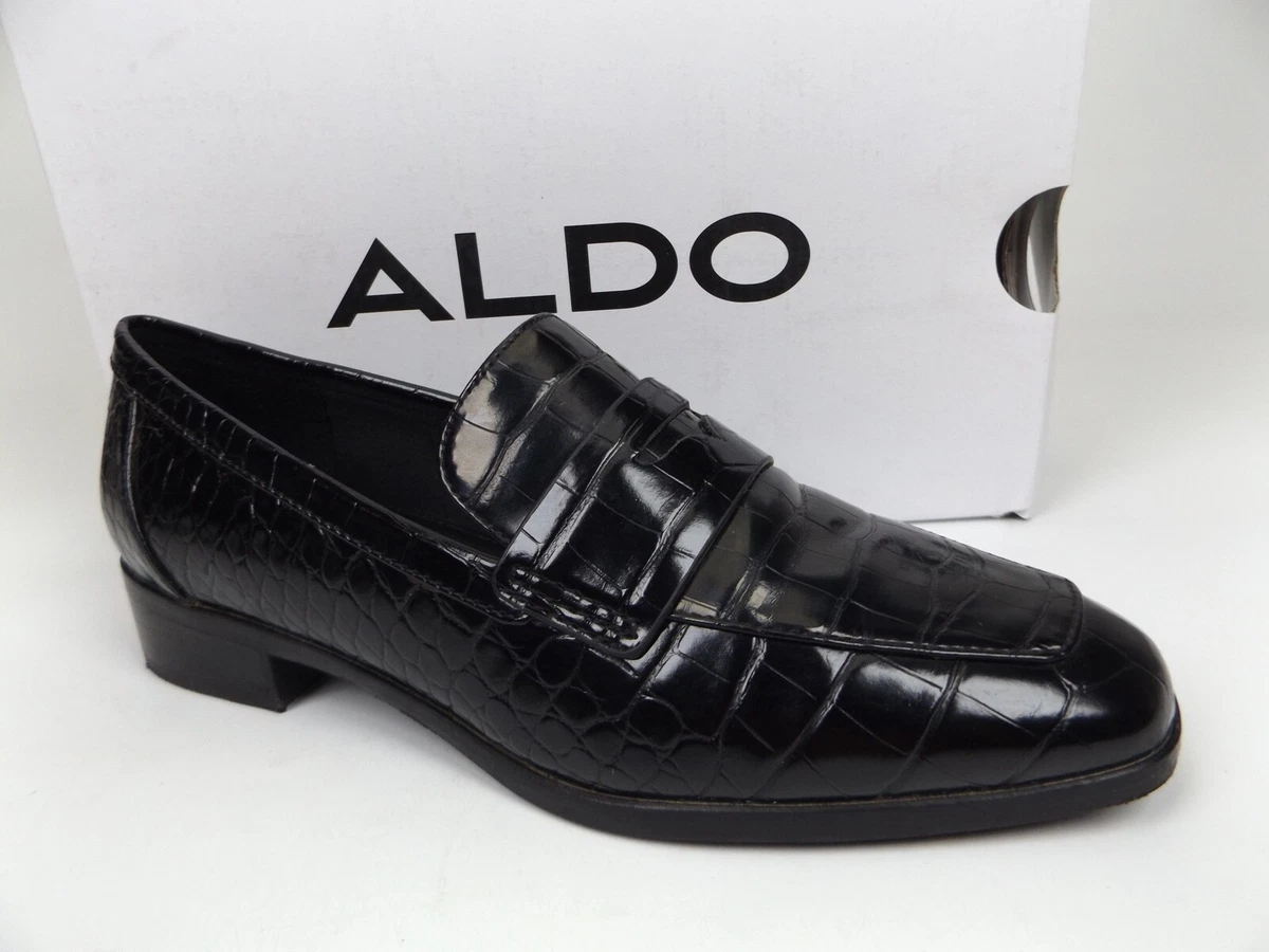 ALDO Gwirani Slip On Women s Loafers Size 6.0 WIDE Black Croc