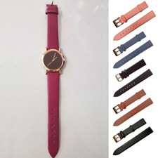 Universal Mens Faux PU Leather Watch Strap Smooth Wristwatch Replacement Band x1