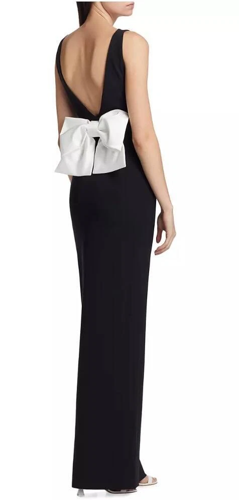 CHIARA BONI BRESTINA BOW BACK FITTED GOWN SZ 44 US 8