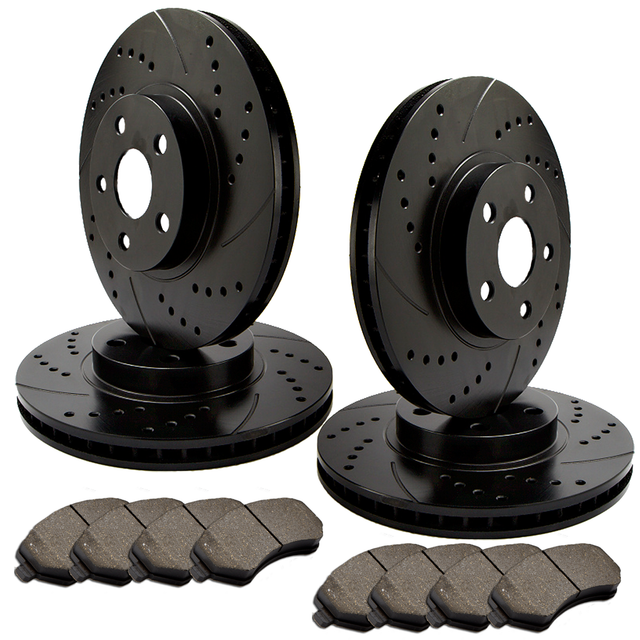 F+R Double Drilled Slotted Zinc coated Premium Rotors w/SemiMet Pads