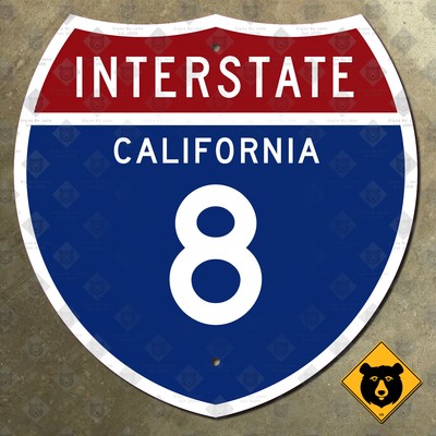 California Interstate 8 highway marker road sign San Diego 18x18
