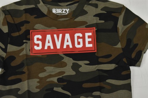 Berzy Youth Boys Savage Camo Camouflage Tee Shirt NWT S/M - Picture 3 of 6