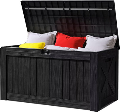 120 Gallon Resin Deck Box Large Outdoor Storage for Patio Pillow, Garden Tools,
