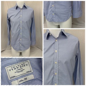 Charles-Tyrwhitt-Dress-Shirt-14-5-33-Blue-White-Slim-100-Cotton-EUC-YGI-P9-255