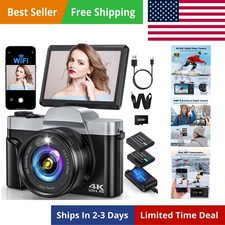 4K Digital Camera with WiFi 64MP Autofocus Vlogging Camera Compact Travel Cam...