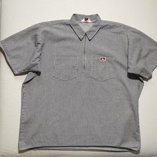 Vintage Ben Davis Shirt Mens 3XL Striped 1/4 Zip Workwear Short Sleeve USA 90s