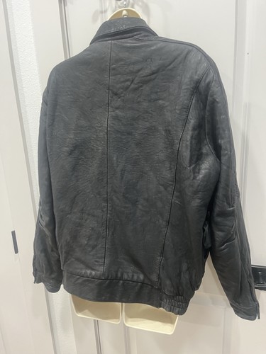 Giacca di pelle vintage stile bomber nero taglia M invecchiato - Foto 10 di 12