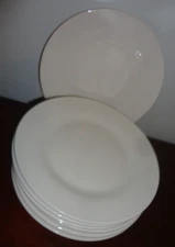 ROYAL NORFOLK CLASSIC STONEWARE 8 WHITE SALAD PLATES 7 1/2"