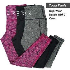 3 pack Leggings with Pockets for Women Waist Tummy Control Workout Yoga Pant