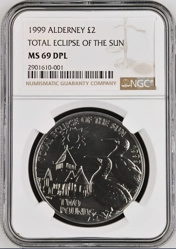 TOP POP - 1999 Alderney £2 Total Eclipse Of The Sun NGC MS69 DPL