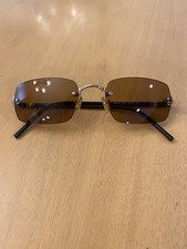 Vintage Women  s Sunglasses Style MB37S G18, Brown Frameless Lenses, Black/Gold
