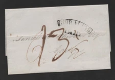 GIBRALTAR 1840 PAID STAMPLESS FOLDED COVER TO CADIZ SPAIN