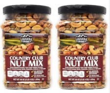2 X Savanna Orchards Country Club Nut Mix 36 Ounce Plastic Jar Kosher Exp 04/27