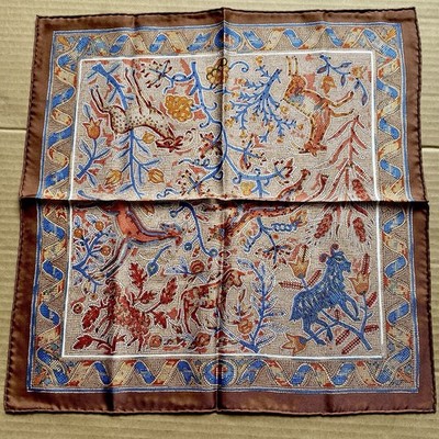 Hermes Silk scarf 17  Pocket Square Handkerchief 45 Gavroche