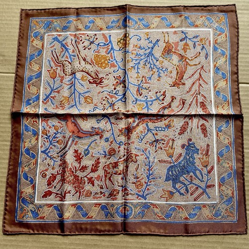 Hermes Silk scarf 17” Pocket Square Handkerchief 45 Gavroche