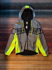 Victoria's Secret PINK Men's Anorak Jacket Large Fleece Lined Full Zip Neon