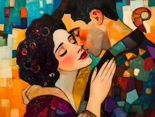 Pop Art The Kiss Klimt Portrait Canvas Home Decor Wall Art Prints Painting 084