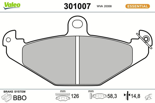 Bremsbelagsatz Scheibenbremse Hinten Valeo 301007 FÜR Chrysler Opel Renault-image