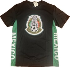 Team Mexico National Football Soccer Men's S Green Black Shirt Embroidered NEW