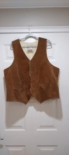 Vintage Suede Leather Sherpa Vest Snap Button Size Large