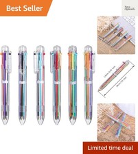 12 Pack 0.5mm 6-in-1 Multicolor Ballpoint Pen,6-Color Retractable Ballpoint P...