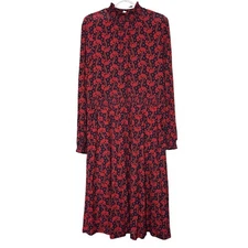 Boden Floral Shift Dress Long Sleeve 12 L Cottage Prairie Modest Maxi