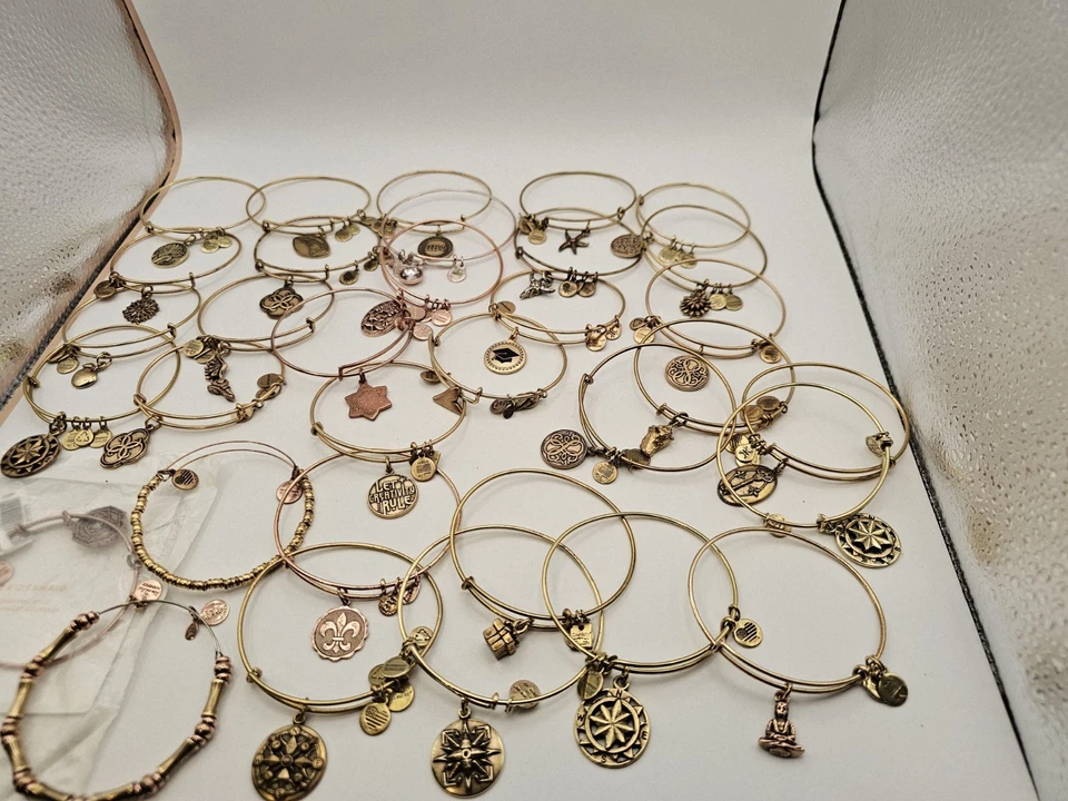Alex Ani Wire Charm Beaded Gold Lot 6 Project Bracelet Of 33 Pieces ⭐️ As Is  - Image 2 of 4