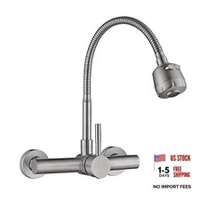 Wall Mount Kitchen Sink Faucet with Sprayer 8 Inch A Style, Brushed Nickle