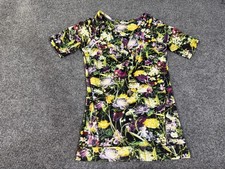 Zara W&B Collection Dress Womens Medium Multicolor Floral Short Sleeve Cotton
