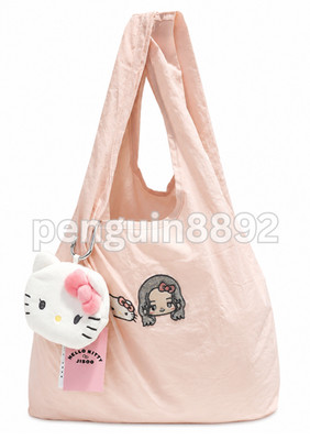 Hello Kitty JISOO BLACKPINK Sanrio Foldable Shopping Bag Pink Pouch Korea