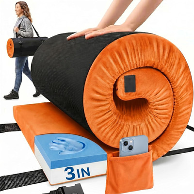 Camping Mattress Pad, 3 Inch Memory Foam Camping Mattress with Non-Slip Bottom &