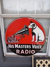 VTG LARGE VICTOR PORCELAIN SIGN RCA HIS MASTERS VOICE NIPPER DOG VICTROLA MUSIC