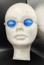Antichi Occhiali da Sole in Argento – Fine ‘800 – Lenti Blu Ovali – Vintage 
