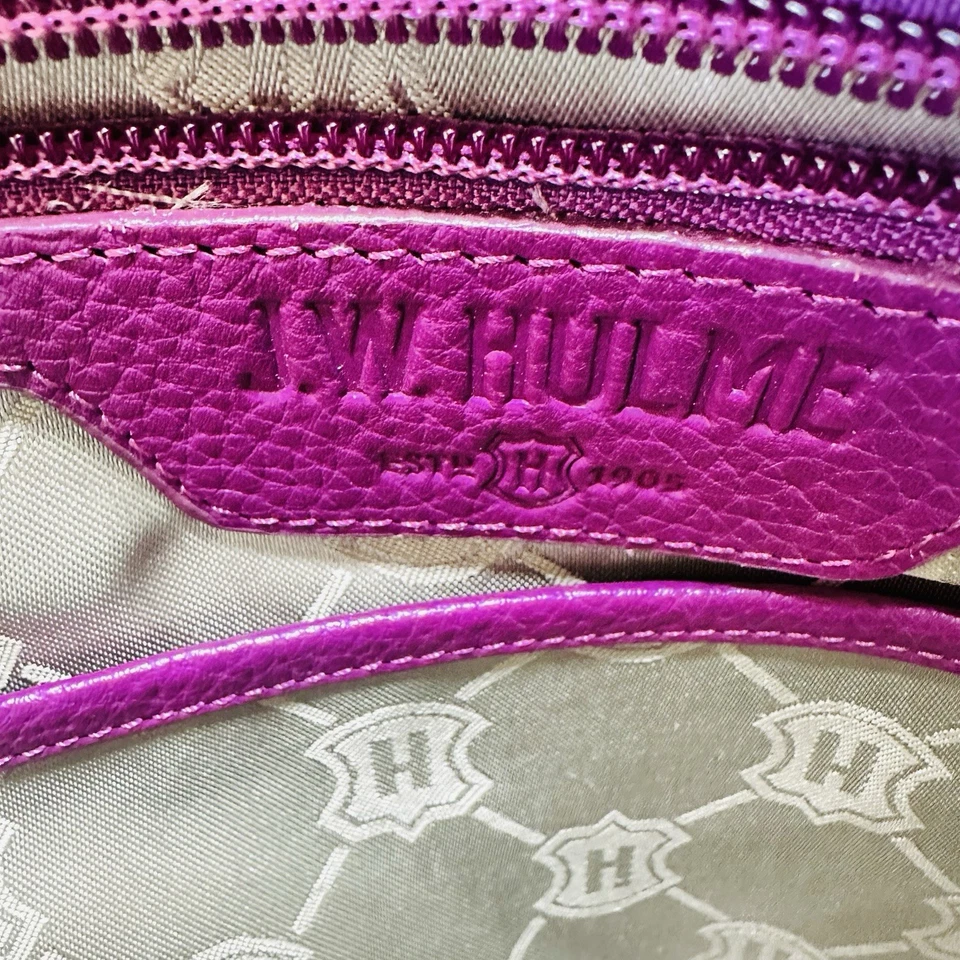 J.W. Hulme Co. кожаная сумка с короткими ручками сумка пурпурный розовый шагреневой кожи золотой сумочки - Изображение 4 из 4