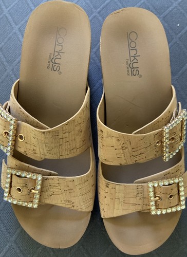 Corky’s Footwear •Main Squeeze Sandal• Rhinestone Buckles -Cork - Picture 10 of 14